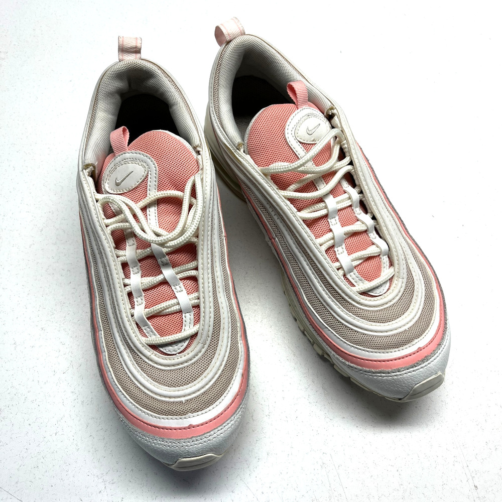 Nike Air Max 97 Shoes Womens 8.5 Bleached Coral Pink White Running Sneakers
